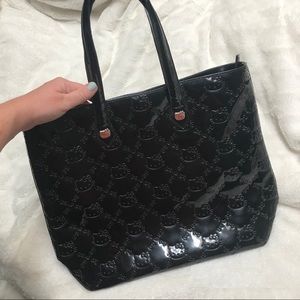 Hello Kitty Loungefly Shiny Black Embossed Tote